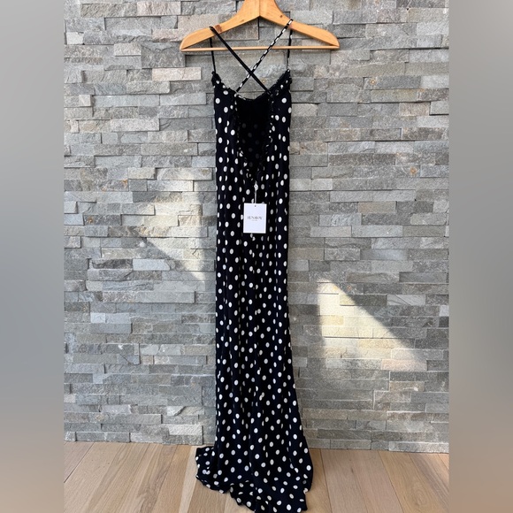 Runaway the Label Black and White Polka Dot Maxi Dress Valentines Day Dress S - Picture 12 of 16